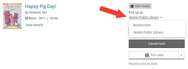 Screenshot of the holds queue in the library user account section of the online catalog Screenshot of the holds queue in the library user account section of the online catalog