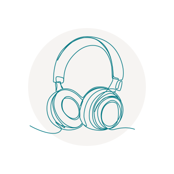 Entertainment graphic of headphones with a wired cord