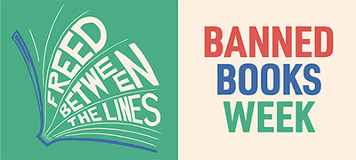 Logo for Banned Books Week: Freed Between the Lines