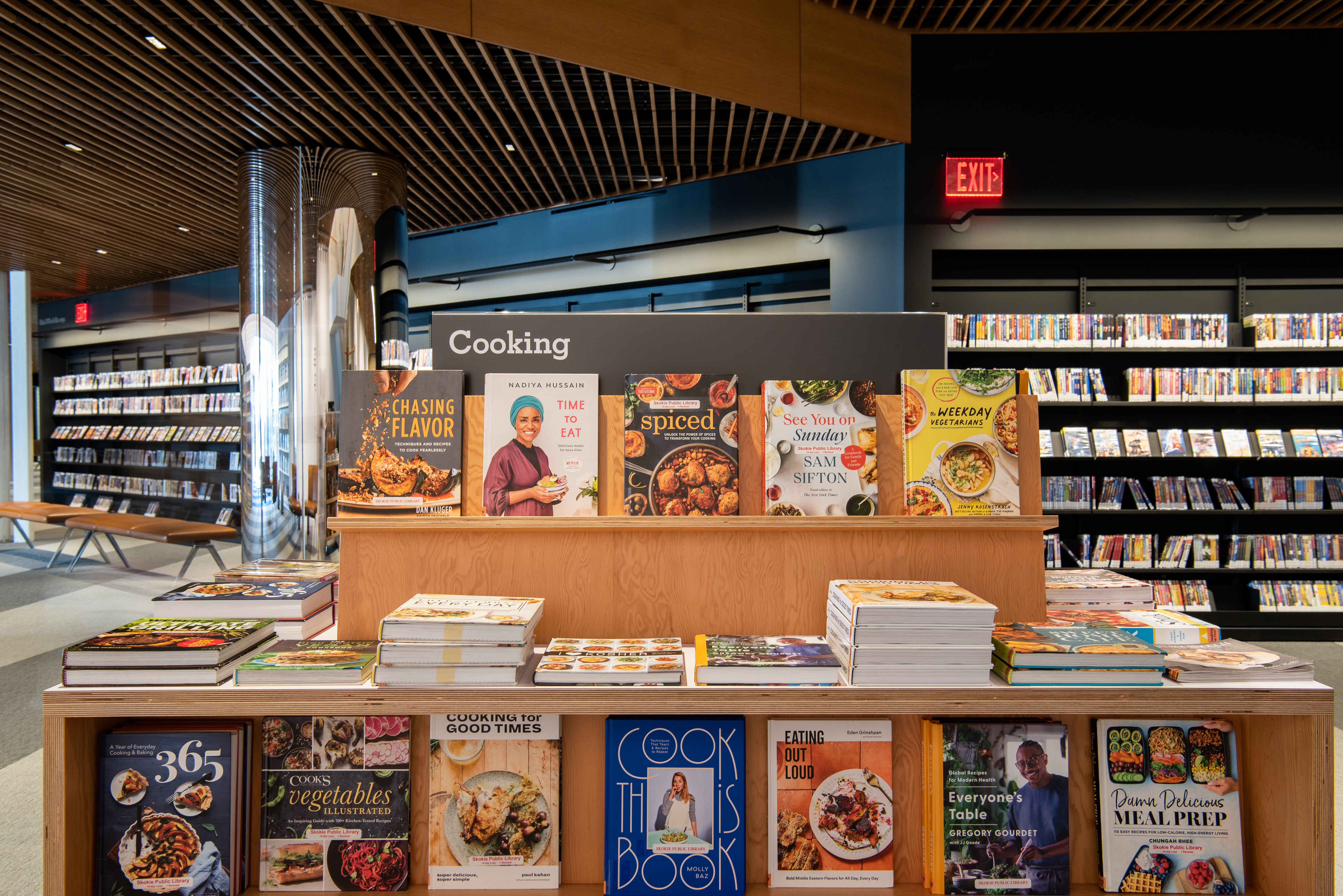 display of cookbooks