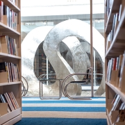 view of the Swan sculpture