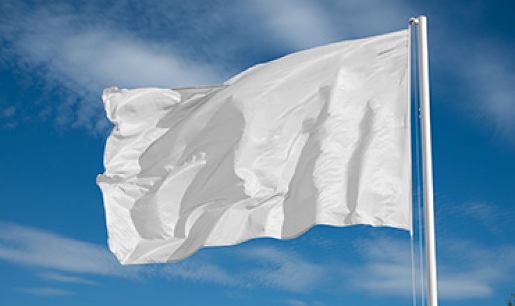 white flag blowing in the wind