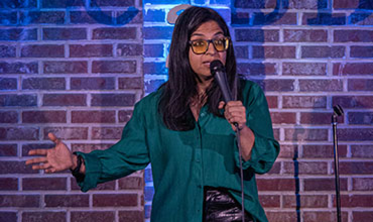 Sofia Javed performing stand up comedy