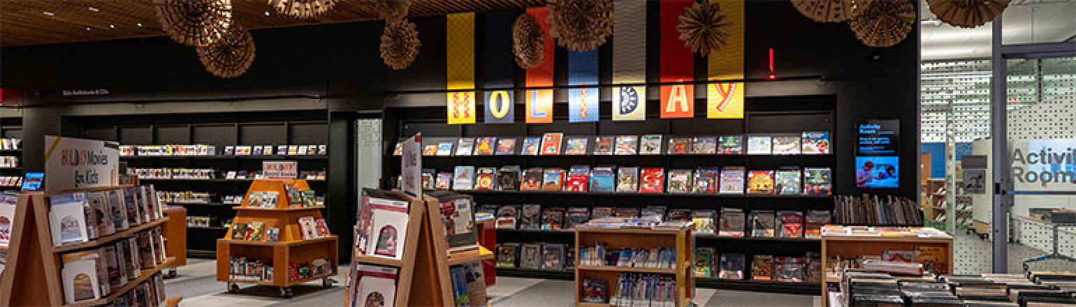 the library's winter holiday displays