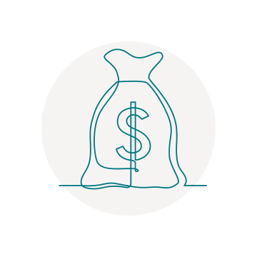 Graphic of a money bag with a money symbol