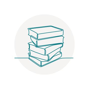 Graphic of a stack of five books