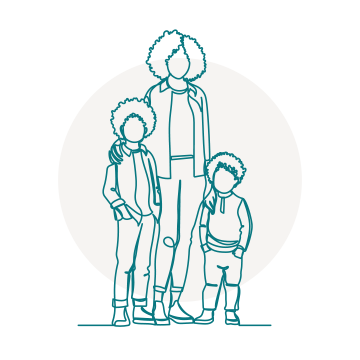 Graphic of an adult and two children